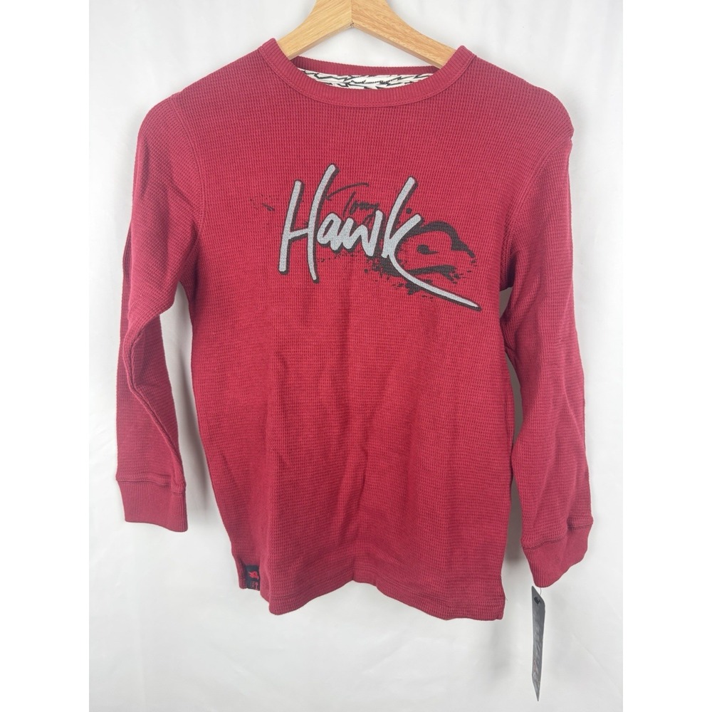 TONY HAWK Red Thermal Long-Sleeve Shirt Boys Size Small S 100% Cotton NEW